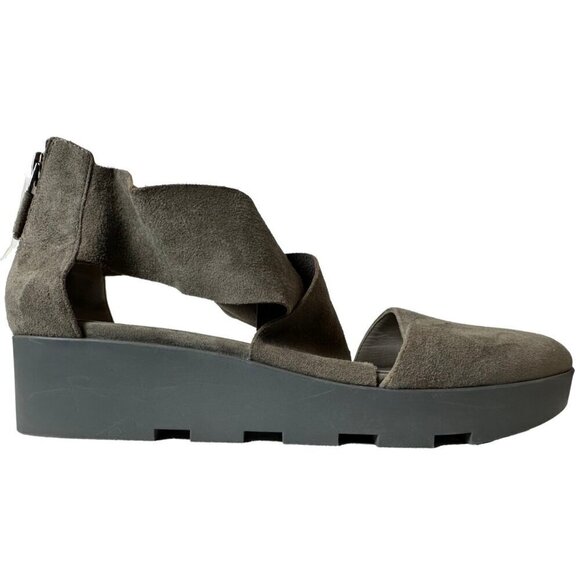 Eileen Fisher Buoy Suede Criss Cross Close Toe Wedge Platform Sandals 8 1/2 - Picture 12 of 13